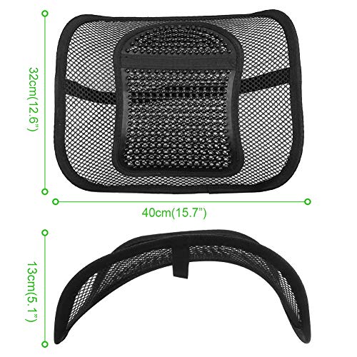 RenFox Cojín Lumbar de Malla Cojín de Soporte Lumbar Respaldo Lumbar Ergonomico Almohada de Lumbar para Silla Oficina Coche Corrije la Postura Alivia el Dolor Lumbar (Negro, 2 Piezas)