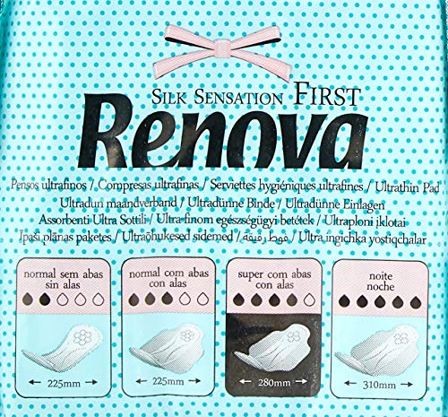 Renova First Compresas Super Con Alas, 12 Compresas, Finas y Absorbentes