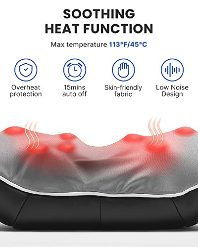 RENPHO Masajeador de Cuello y Hombros, Masajeador Cervical, Masajeador de Espalda con Calor, con 3D Rotación y Función de Calor, 3 Velocidades Shiatsu Eléctrico Alivia Los Músculos, Casa Oficina Coche