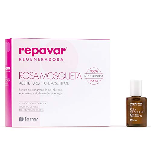 Repavar Regeneradora - Aceite 100% Puro Rosa Mosqueta R. rubiginosa, Alta Capacidad Regeneradora, Repara Profundamente Cicatrices, Quemaduras y Estrías, Con 2 Aplicadores Roll On y Cuentagotas -15 ml