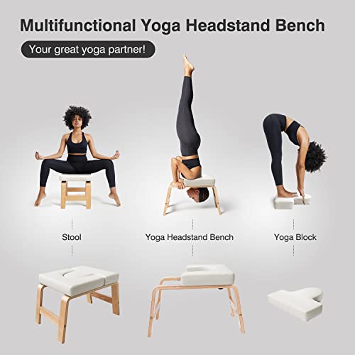 Restrial Life Silla de Inversión Yoga - Silla de Yoga de pie para la Familia, el Gimnasio - Almohadillas de Madera y PU - Alivie la Fatiga y desarrolle el Cuerpo (Blanco)