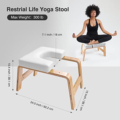 Restrial Life Silla de Inversión Yoga - Silla de Yoga de pie para la Familia, el Gimnasio - Almohadillas de Madera y PU - Alivie la Fatiga y desarrolle el Cuerpo (Blanco)