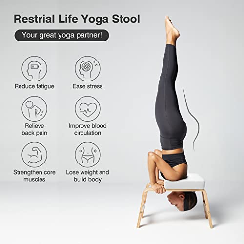 Restrial Life Silla de Inversión Yoga - Silla de Yoga de pie para la Familia, el Gimnasio - Almohadillas de Madera y PU - Alivie la Fatiga y desarrolle el Cuerpo (Blanco)