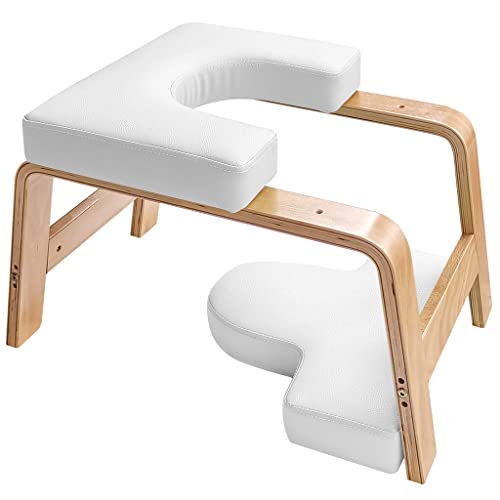 Restrial Life Silla de Inversión Yoga - Silla de Yoga de pie para la Familia, el Gimnasio - Almohadillas de Madera y PU - Alivie la Fatiga y desarrolle el Cuerpo (Blanco)