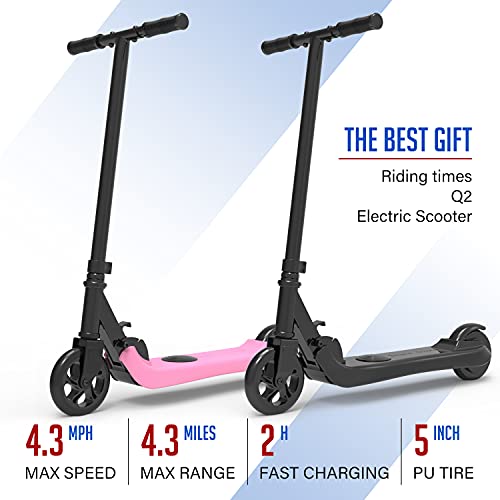 Riding'times Patinete eléctrico para niños 4 a 12 años, Scooter Kickscooter Plegable, hasta 7 km/h, Gama 7km, Motor 120W, Tiempo de Carga 2H, para niños y niñas