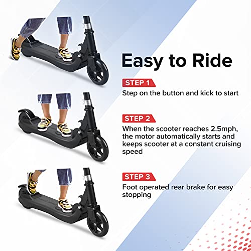 Riding'times Patinete eléctrico para niños 4 a 12 años, Scooter Kickscooter Plegable, hasta 7 km/h, Gama 7km, Motor 120W, Tiempo de Carga 2H, para niños y niñas