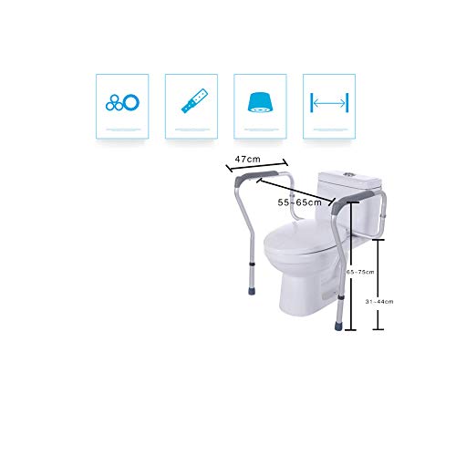 Rieles De Seguridad, Higiénico Marco De Seguridad WC, WC Reposabrazos Auxiliares, Ajustable En Altura, Adecuados para Obstáculo-Libres Desactivada