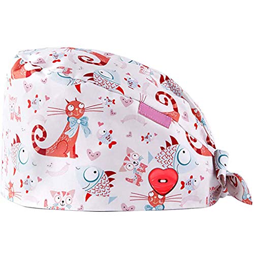 Riou Gorro Quirofano para Hombres y Mujeres Gorro de Enfermería Médico para Pelo Largo Reutilizable Gorro Quirúrgico Algodón Vendaje Ajustable Gorro de Cirugía