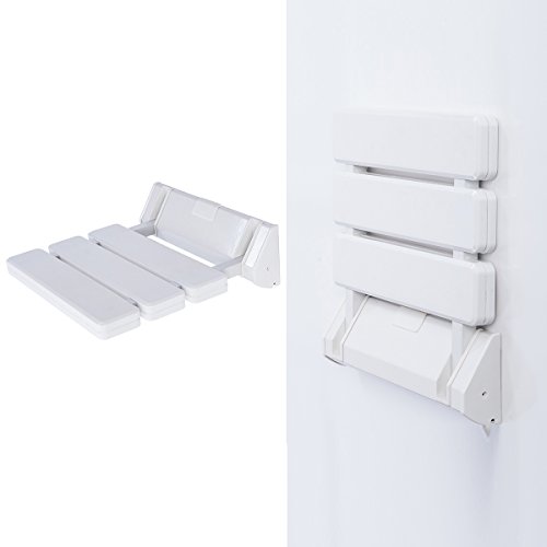 RMAN® Asiento de ducha abatible Asiento de ducha plegable montado en la pared plegable asiento de ducha baño movilidad hasta 130 kg, color blanco