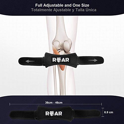 Roar® Pack 2X Rodillera Cinta Rotuliana, Rodillera Menisco, Cincha Rotuliana, Rodilleras Menisco y Ligamento, Rodillera Neopreno, Rodillera para Menisco, Rodilleras Condromalacia Rotuliana (Blanca)