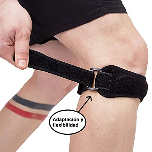 Rodillera Ajustable | Cinta rotuliana | Protector de Rodilla con Correa | Soporte de compresión de articulación para Correr | Rodilleras para Reducir Dolor de meniscos | Pack de 2 Unidades.