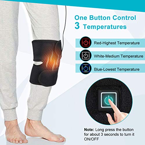 Rodillera Calentada Transpirable y Antideslizante para Hombre y Mujer, Eléctrico Calor Rodilla Protección y Masaje Vibratorio Prevención y Recuperación de Lesiones Deportivas (Batteries Not Included)