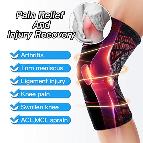 Rodillera Menisco y Ligamentos, SHCONG Rodillera para Hombres y Mujeres para Correr, Baloncesto,Levantamiento de Pesas, Gimnasio, Entrenamiento, Deportes (L)