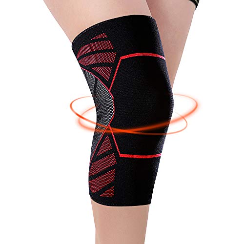 Rodillera Menisco y Ligamentos, SHCONG Rodillera para Hombres y Mujeres para Correr, Baloncesto,Levantamiento de Pesas, Gimnasio, Entrenamiento, Deportes (L)