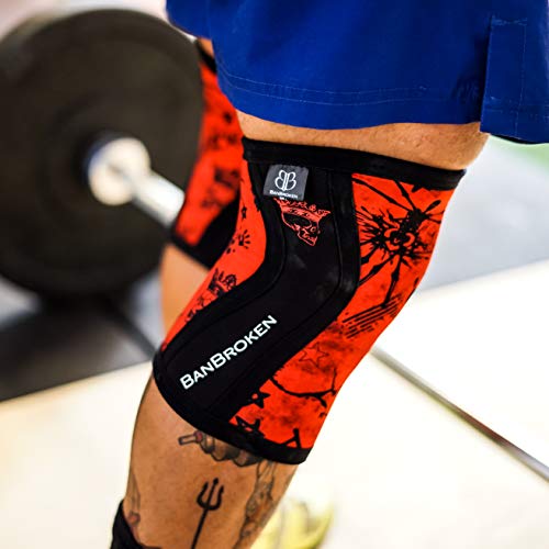 Rodilleras BANBROKEN (2 unds) - 5mm Knee Sleeves - Gimnasio, Deporte Funcional, CrossTrain, Levantamiento de Pesas, Running y Otros Deportes. 1 PAR - Unisex. (Rojo, X-Large)