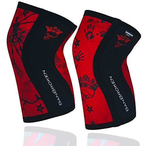 Rodilleras BANBROKEN (2 unds) - 5mm Knee Sleeves - Gimnasio, Deporte Funcional, CrossTrain, Levantamiento de Pesas, Running y Otros Deportes. 1 PAR - Unisex. (Rojo, X-Large)