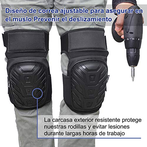 Rodilleras de trabajo Preciva Rodilleras Profesionales para el Trabajo, Almohadillas de Gel de precisión para la Rodilla, para la construcción, jardinería, con Fuertes Correas Dobles y fácil fijación