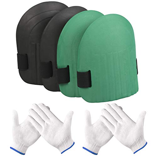 Rodilleras para Jardinería BIGKASI 2 Pares Rodilleras de Espuma Suave de Trabajo Rodilleras Cómodo Protectores Profesionales para Deportes, Trabajo y Rodillas(Verde y Negro）