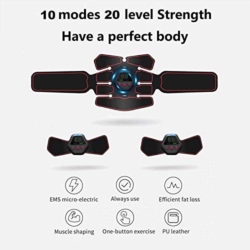 ROOTOK Electroestimulador Muscular Abdominales, Masajeador Eléctrico Cinturón con USB， Estimulación Muscular Masajeador Eléctrico Cinturón Abdomen/Brazo/Piernas/Glúteos