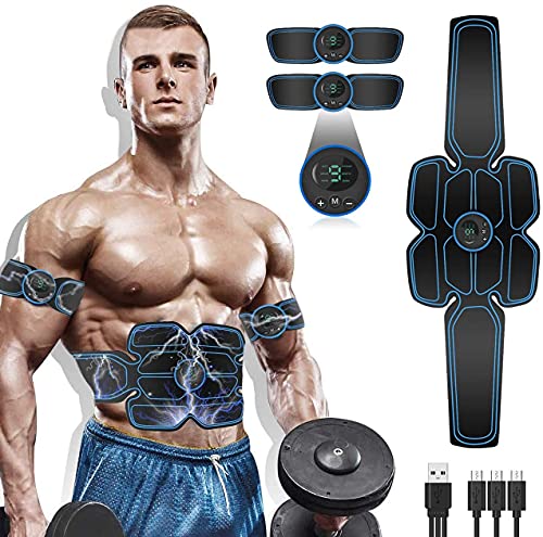 ROOTOK Electroestimulador Muscular Abdominales, Masajeador Eléctrico Cinturón con USB， Estimulación Muscular Masajeador Eléctrico Cinturón Abdomen/Brazo/Piernas/Glúteos