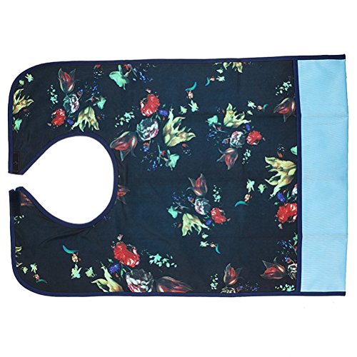 ROSENICE Baberos para Adultos Impermeable con Bolsillo, Lavable, para Personas Mayores, Pacientes, con Recogedor de Migas, Protector de Ropa para el Tiempo de Comida（Floral）