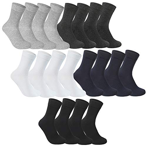 Rovtop 10 Pares Calcetines para - Calcetines Termicos de Algodón de Invierno para Hombre, Azul Oscuro/Negro/Blanco/Gris Claro/Gris Oscuro (Tubo Medio)