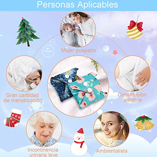 Rovtop 5PCS 35 cm Reutilizables de Carbón de Bambú para Noche - Almohadilla Menstrual Reutilizable Compresa Super Larga para el Cuidado Nocturno, Deportivo y Posparto + 1 Bolsa de Transporte Mini