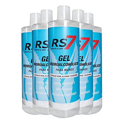 RS7 Pack 5x Gel Hidroalcohólico 500ml, Incoloro