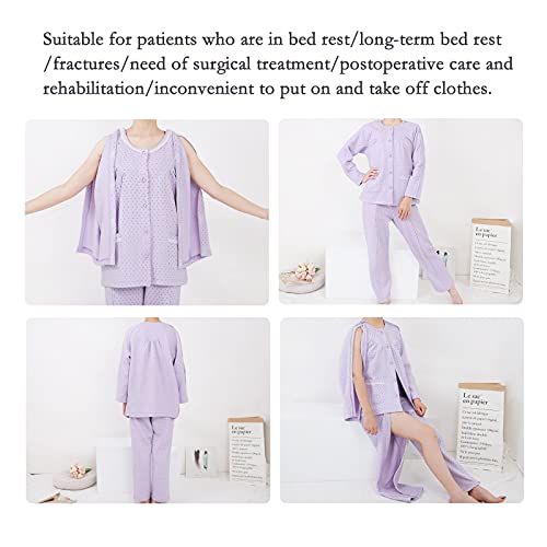 RUBAPOSM Ropa para El Cuidado del Paciente para Mujeres Mayores,Ropa FáCil de Quitar para Pacientes QuirúRgicos/Fracturas/Pacientes Encamados,One Set (Zip),XXL