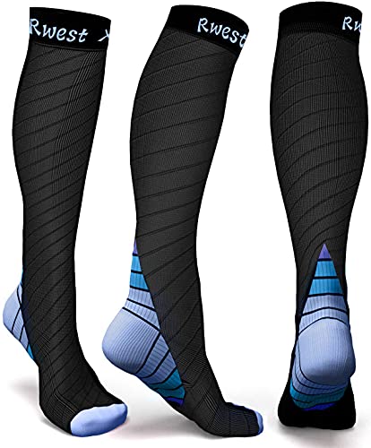 Rwest X Medias de Compresion Mujer y Hombre, Calcetines de compresión para Running ,Ciclismo, Deporte, Trotar, Correr, Volar, Viajar, Aumentar la circulación sanguínea, 1 Pare