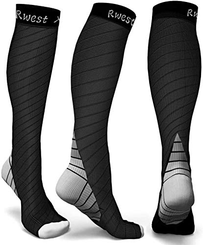 Rwest X Medias de Compresion Mujer y Hombre, Calcetines de compresión para Running ,Ciclismo, Deporte, Trotar, Correr, Volar, Viajar, Aumentar la circulación sanguínea, 1 Pare