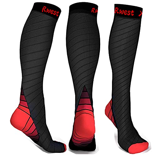 Rwest X Medias de Compresion Mujer y Hombre, Calcetines de compresión para Running ,Ciclismo, Deporte, Trotar, Correr, Volar, Viajar, Aumentar la circulación sanguínea, 1 Pare