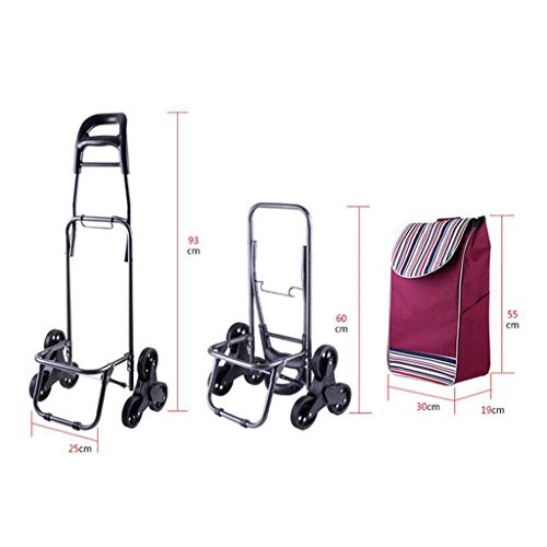 RY Trolley RKY Carro Manual Que Sube Las escaleras Que dobla la Carretilla del Equipaje Carro de Seis Ruedas pequeño Remolque Que Contiene la Bolsa del paño Carro multifunción (Color : B)