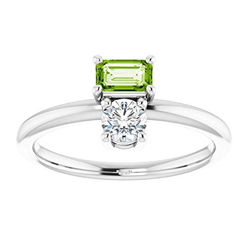 Ryan Jonathan Fine Jewelry Sterling Silver Peridot and Sapphire Two-Stone Ring, Size 14