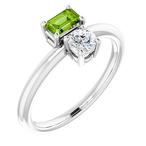 Ryan Jonathan Fine Jewelry Sterling Silver Peridot and Sapphire Two-Stone Ring, Size 14