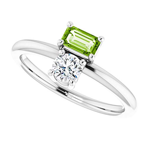 Ryan Jonathan Fine Jewelry Sterling Silver Peridot and Sapphire Two-Stone Ring, Size 14