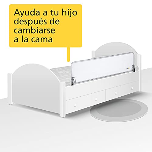 Safety 1st Barrera Cama niño longitud 150 cm, Barandilla Cama niños Abatible, Anticaidas Infantil, color Blanco