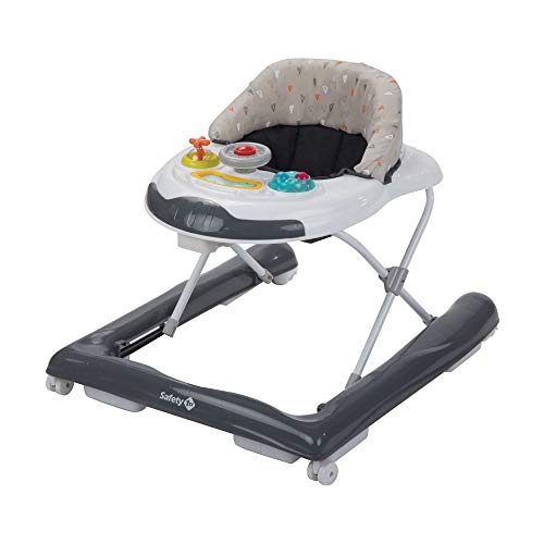 Safety 1st Bolid Andador bebé primeros pasos, 3 alturas regulables, Centro de actividades con 12 melodías, asiento acolchado, Base Antivuelco, Color Gris