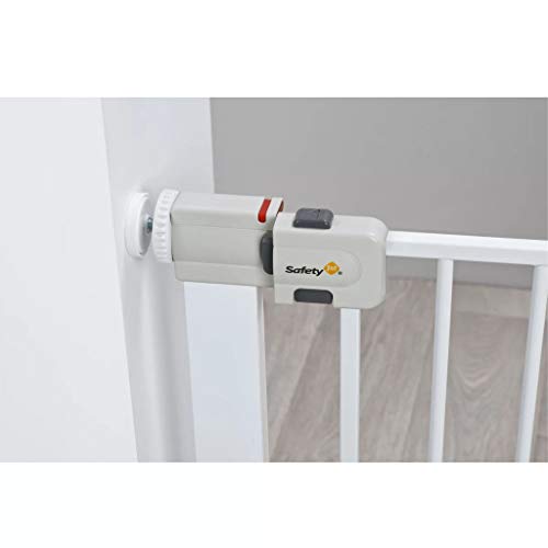 Safety 1st Easy Close Metal - Barrera de seguridad bebés, niños y perros, metálica para puertas y escaleras, puerta de seguridad 80 cm hasta 136 cm con extensiones, color blanco