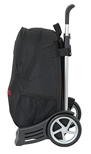 Safta Mochila Espalda Ergonómica con Carro Evolution de Atlético de Madrid Corporativa, 320x160x440 mm, Negro