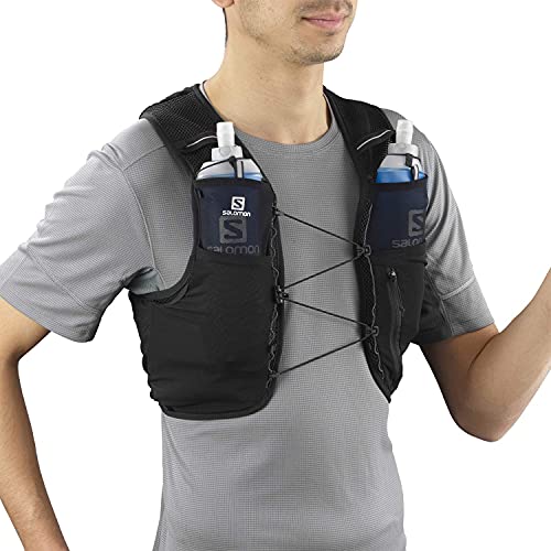 Salomon ADV Hydra Vest 4 Chaleco de hidratación 4L, 2 Botellas SoftFlask 500 ml Incluidas, Unisex-Adult, Negro, S