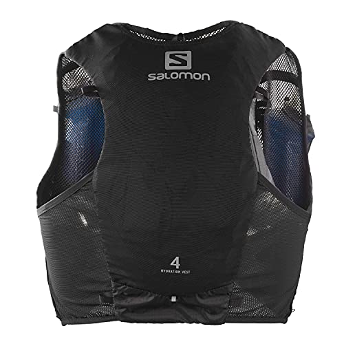 Salomon ADV Hydra Vest 4 Chaleco de hidratación 4L, 2 Botellas SoftFlask 500 ml Incluidas, Unisex-Adult, Negro, S