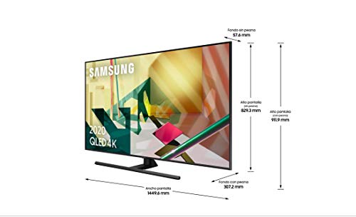 Samsung QLED 2020 65Q70T - Smart TV de 65" 4K UHD, Inteligencia Artificial, HDR 10+, Multi View, Ambient Mode+, One Remote Control y Asistentes de Voz Integrados, con Alexa integrada