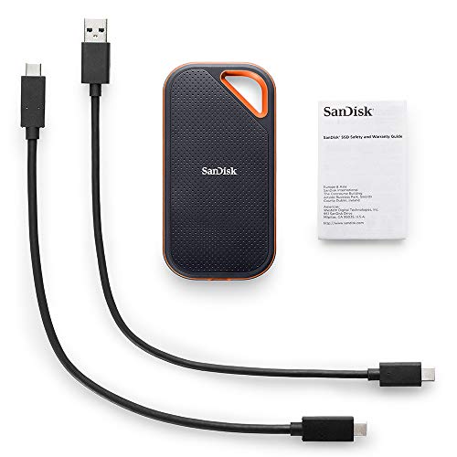 SanDisk Extreme PRO SSD portátil de 2TB - USB-C, hasta 1050MB/s velocidad de lectura, resistente al agua y al polvo