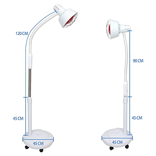 Sanqiao Lámpara calefactora Infrarroja, lámpara de terapia infrarroja, luz infrarroja para el cuidado de la piel y el alivio del dolor, temperatura y duración ajustables.