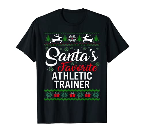 Santas Favorite Athletic Trainer Navidad Familia fea Camiseta