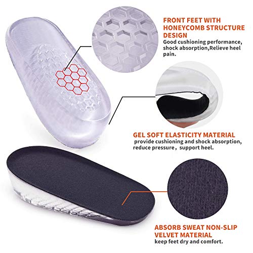 SAUDEfoot 1 par de plantillas de GEL para aumentar la altura del talón, inserciones invisibles para elevadores de zapatos, absorción de impactos, altura 1 - 3 cm (S para mujeres, peso: 3 cm, negro)