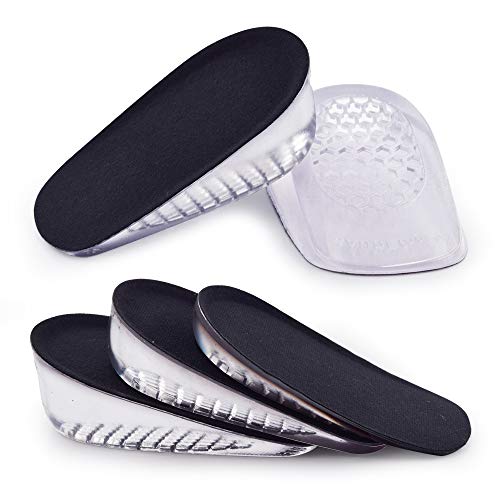 SAUDEfoot 1 par de plantillas de GEL para aumentar la altura del talón, inserciones invisibles para elevadores de zapatos, absorción de impactos, altura 1 - 3 cm (S para mujeres, peso: 3 cm, negro)