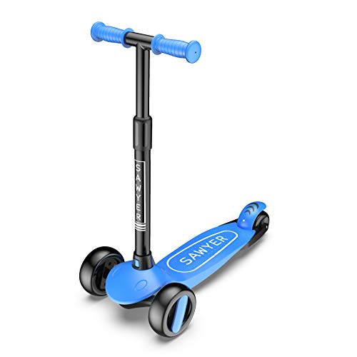 Sawyer - Patinete Ajustable Ruedas LED - Niños 2 a 8 Años (Azul)