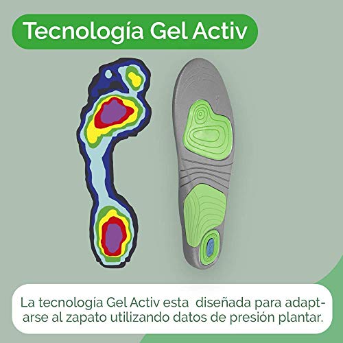 Scholl Gel Activ Sport - Plantillas para hombre, para zapatillas deportivas, mayor amortiguación y absorción del olor y sudor, talla 40 - 46.5, 1 par (2 plantillas)